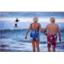 Elspeth and Les Wearne at Scarborough Beach in 2001