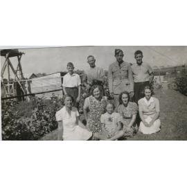 Edward and Ellen Bransby with children at the back of their Balcatta property