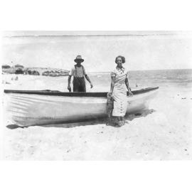 E Whitney and daughter with his clinker boat 