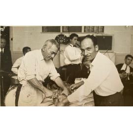 Domenico Antonio with his son-in-law Giovanni at the Osborne Park Returned and Services League Hall 