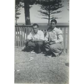 Pascale D'Ercole playing cards with a friend from Italy