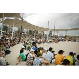 Scarborough amphitheatre with crowds watching the beach cricket competition at Scarborough Beach in 2007