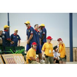 English team members at the beach cricket competition at Scarborough Beach in 2007