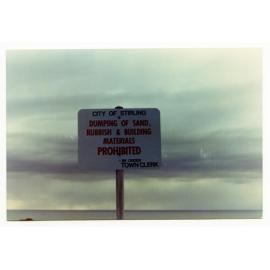 City of Stirling sign prohibiting rubbish dumping 
