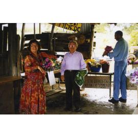 Tony from Tony's for Flowers in the sale shed in the former stables of Bestry Cottage