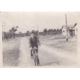 Ben Saraceni's brother Ron on bike at McDonald Street Tuart Hill