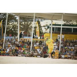 Allan Border at the beach cricket competition at Scarborough Beach in 2007