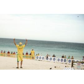 Jeff Thomson at the beach cricket competition at Scarborough Beach in 2007