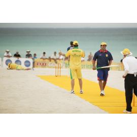 Mark Waugh at the beach cricket competition at Scarborough Beach in 2007