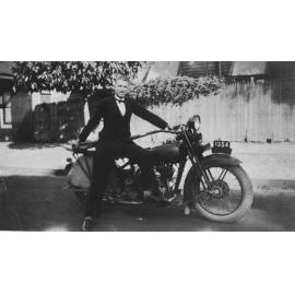 Arthur Pratt on his motorcycle