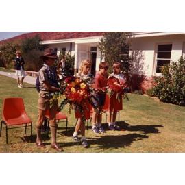Students from Tuart Hill Primary School lay a wreath on ANZAC Day