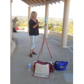 Anne-Marie Pelusey paints the old dead tree at Mount Flora Museum