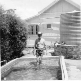 Allan Maddox's father in the pool he made at the Balga property