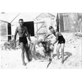 Alf Waterman and Ern Witney at the beach near Zephyr Villa