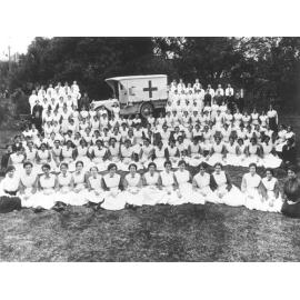 Albany Bell and staff with field ambulance