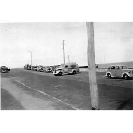 Air raid patrol vehicle at North Beach outside Surf Club rooms c1943