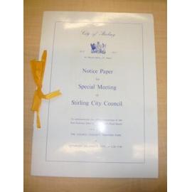 Notice Paper for Special Meeting of Stirling City Council 