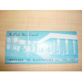 Perth Shire Council: Message to Ratepayers 1966-1967 