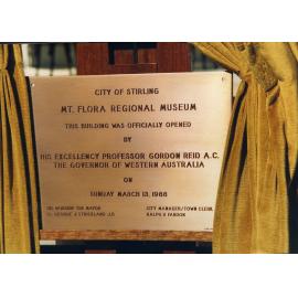 Official opening plaque for the Mount Flora Regional Museum