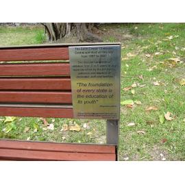 Edith Cowan Childcare Centre bench plaque