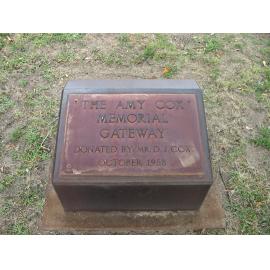 Amy Cox Memorial Gateway plaque 