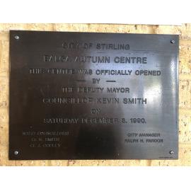 Balga Autumn Centre official opening plaque