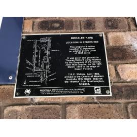 Birralee Park 1988 Bicentenary plaque