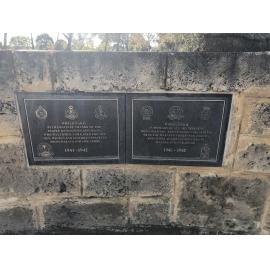 City of Stirling War Memorial plaques commemorating those who cared for evacuees and volunteer and other auxiliary services in Malaya and Singapore during World War Two