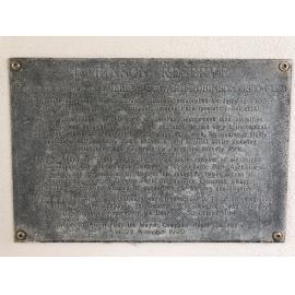 Official opening plaque for Robinson Reserve