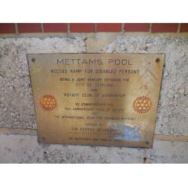 Official opening plaque for the Mettams Pool access ramp 