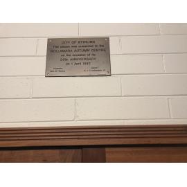 Nollamara Autumn Centre 25th Anniversary plaque