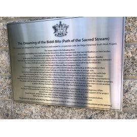 Official opening of artwork plaque for The Dreaming of the Biddi Bilo (Path of the Sacred Stream)