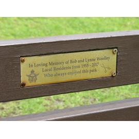 Bob and Lynne Woolley memorial bench plaque
