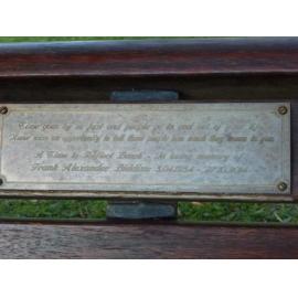 Frank Alexander Biddiss memorial bench plaque