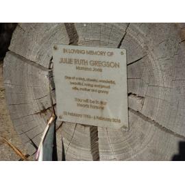 Julie Ruth Gregson memorial plaque