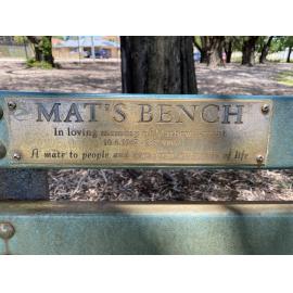 Mathew Bryant memorial bench plaque