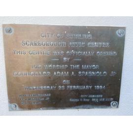Scarborough Civic Centre official opening plaque 