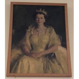 Framed image of Queen Elizabeth II on the wall of Weeloc House Scout Hall