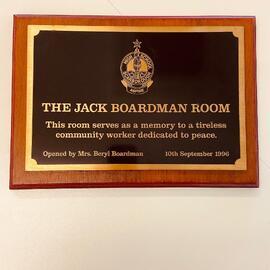 The Jack Boardman Room plaque