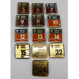 Thirteen Transperth Safety Driver badges