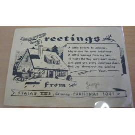 World War Two Christmas postcard from a prisoner of war held in Stalag VIII B